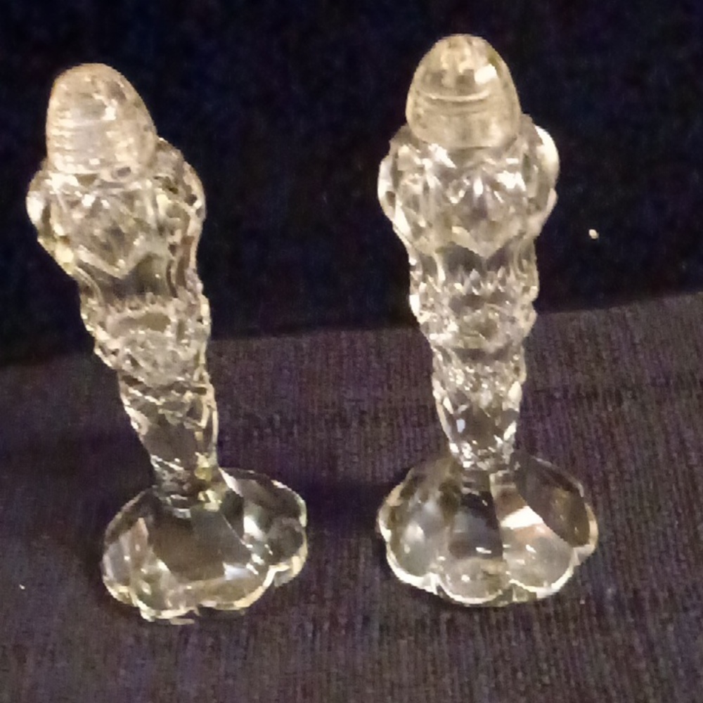 Vtg Cut Glass Crystal Salt and Pepper Shakers